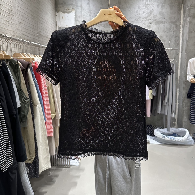 JUNI韓國直郵實拍女士新款26春夏職業熱賣襯衫蕾絲衫蕾絲my juni襯衫/蕾絲衫圖色2