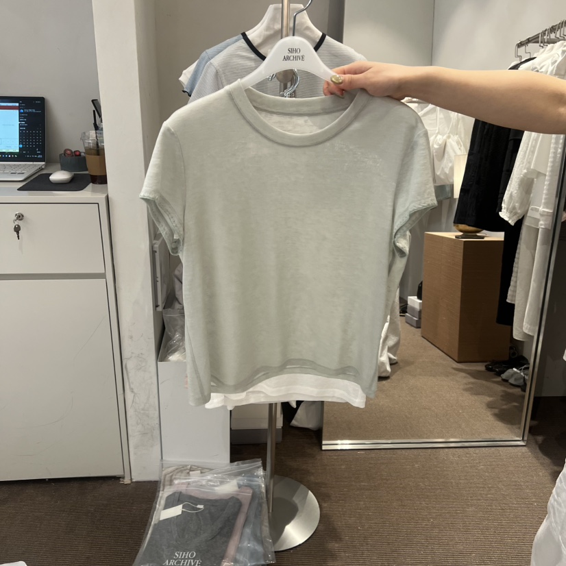 SIHO ARCHIVE韓國東大門代購女士新品休閑熱賣推薦T恤蕾絲SIHO ARCHIVET恤圖色1