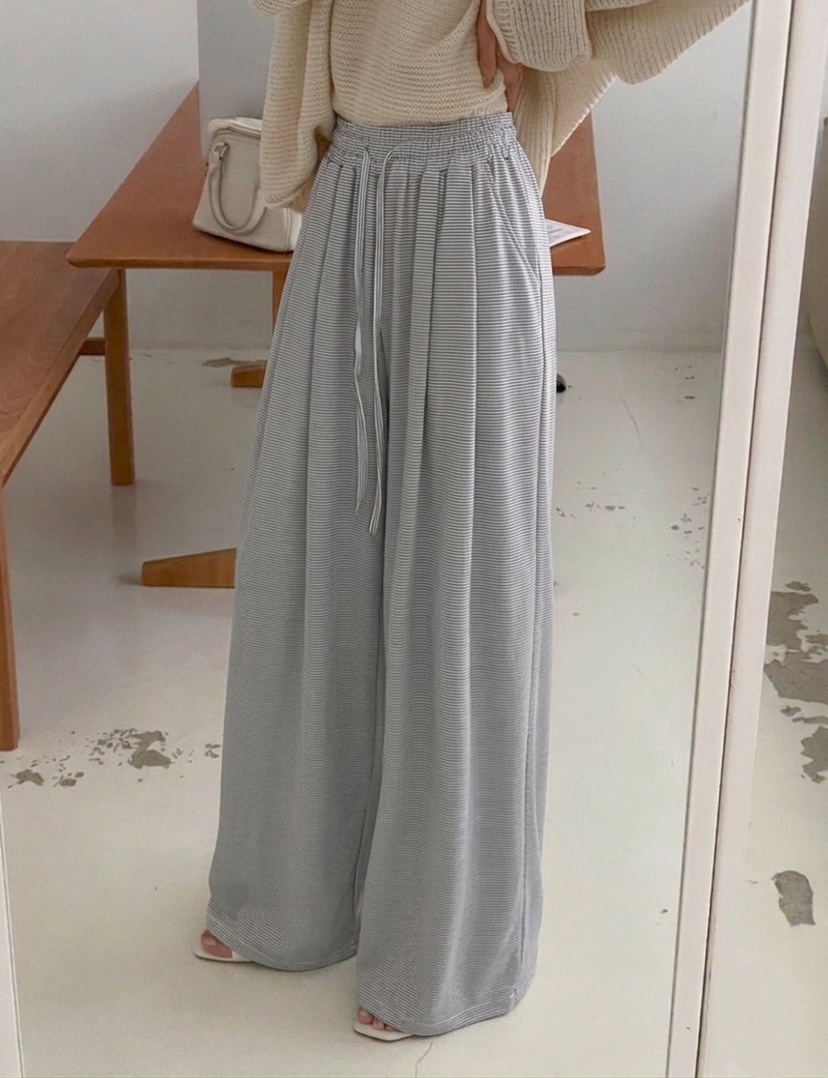 GOSSIP韓國東大門代購女裝新品職業人氣休閑褲闊腿褲條紋GOSSIP休閑褲