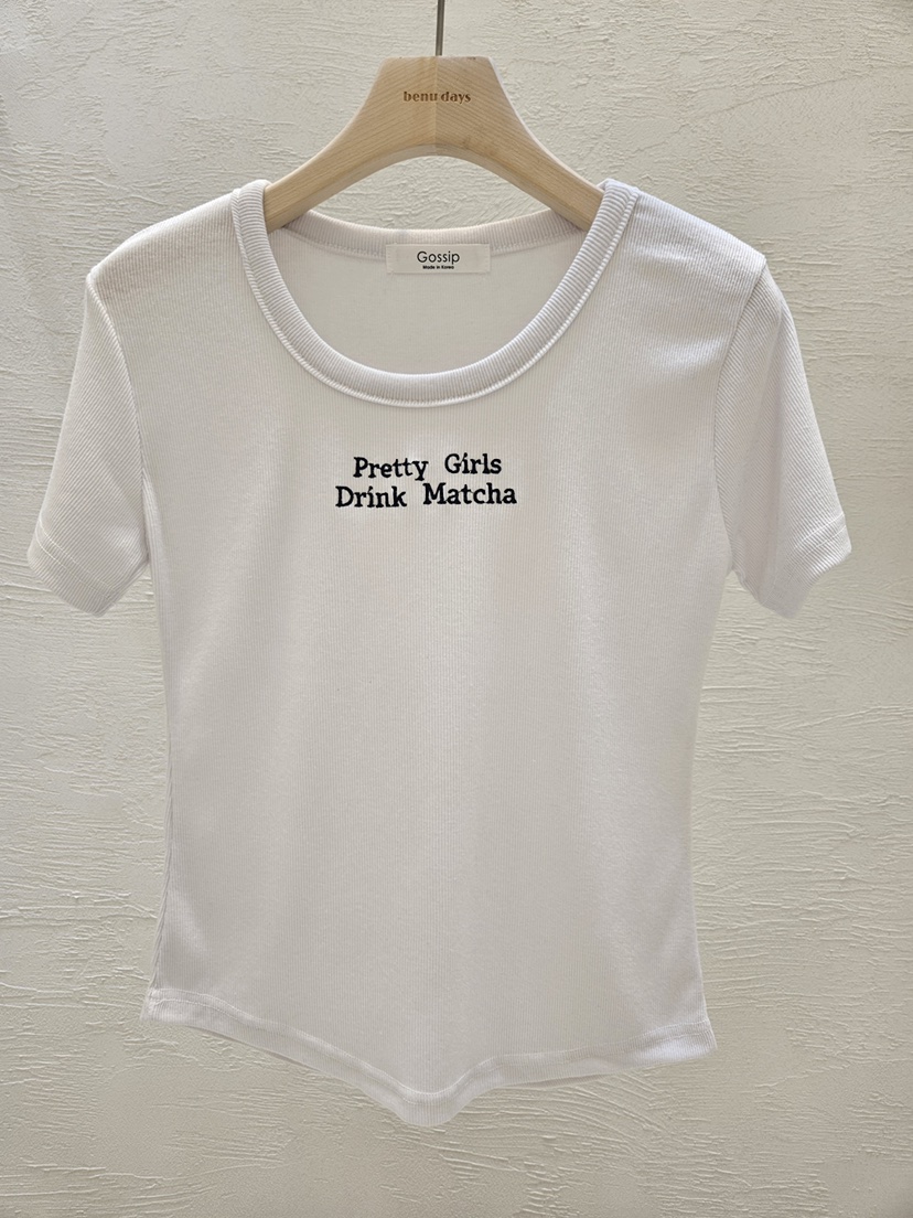 GOSSIP韓國直郵女裝新品推薦26春夏職業熱賣26夏季T恤刺繡羅紋GOSSIPT恤圖色1