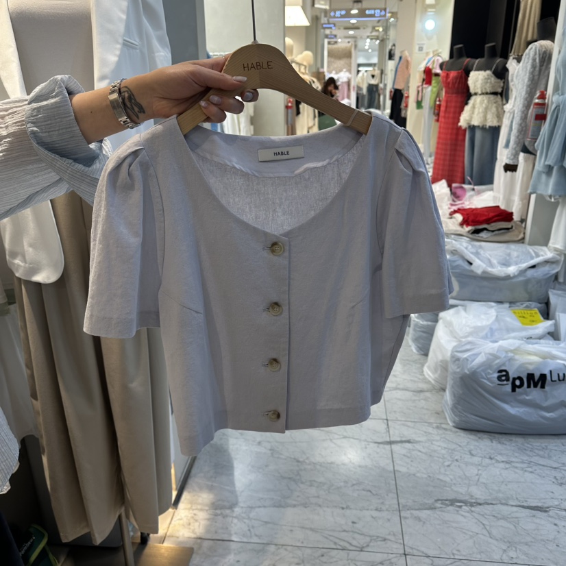 HABLE韓國直郵實拍女士新款26夏季推薦時尚26春夏襯衫蕾絲衫HABLE襯衫/蕾絲衫圖色2