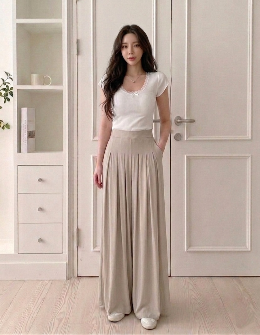 GOSSIP韓國東大門直郵女士新款時尚推薦休閑褲闊腿褲褶裥GOSSIP休閑褲