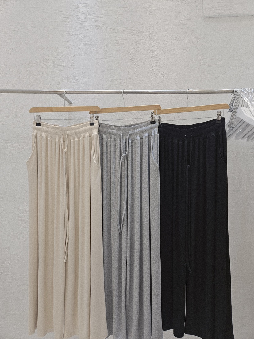 GOSSIP韓國代購女裝新款熱賣休閑人氣推薦休閑褲闊腿褲羅紋GOSSIP休閑褲圖色3左三色