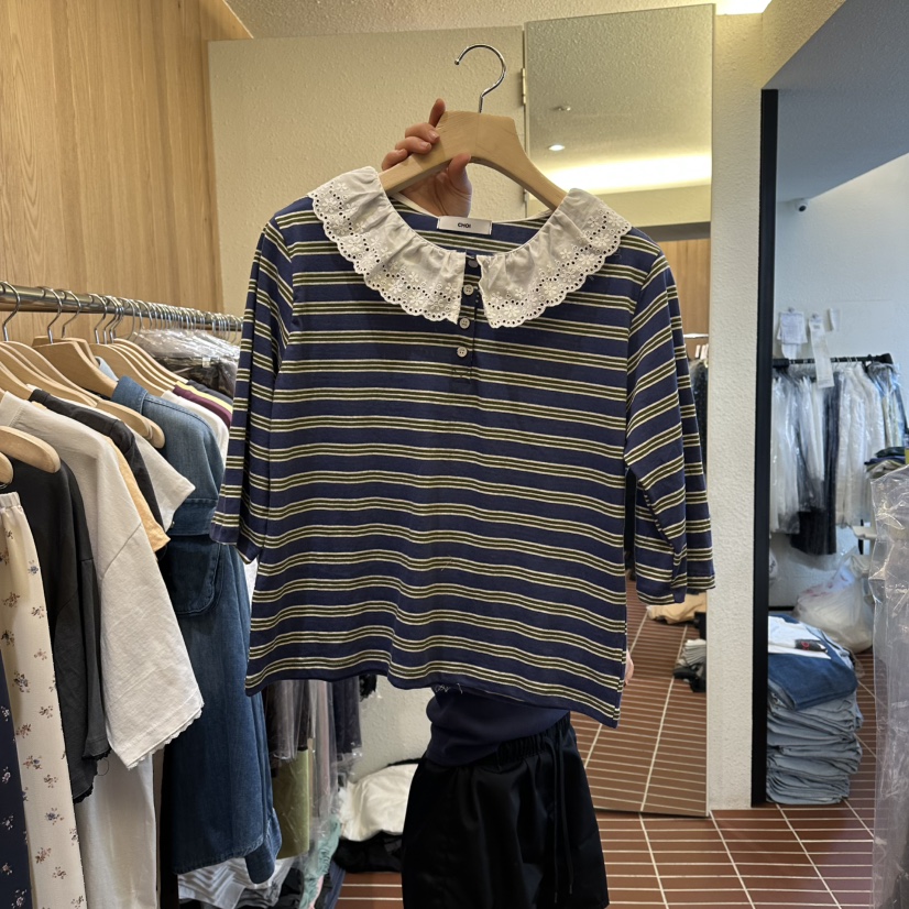 CHOI-L韓國東大門代購女士新款26夏季推薦職業人氣T恤蕾絲CHOIT恤圖色2