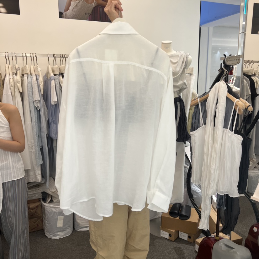 MAG韓國東大門直郵女裝新款推薦人氣襯衫蕾絲衫不含內搭亞麻MAG襯衫/蕾絲衫