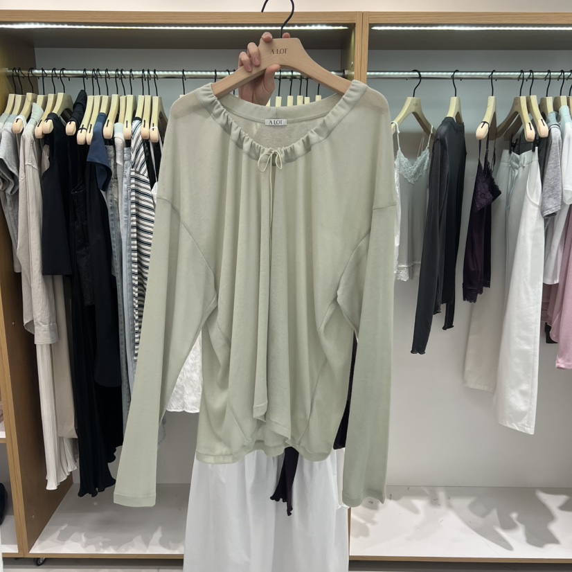 ALOT韓國直郵實拍女士新品人氣職業26夏季時尚長袖T恤絲帶A LOT長袖T恤圖色3