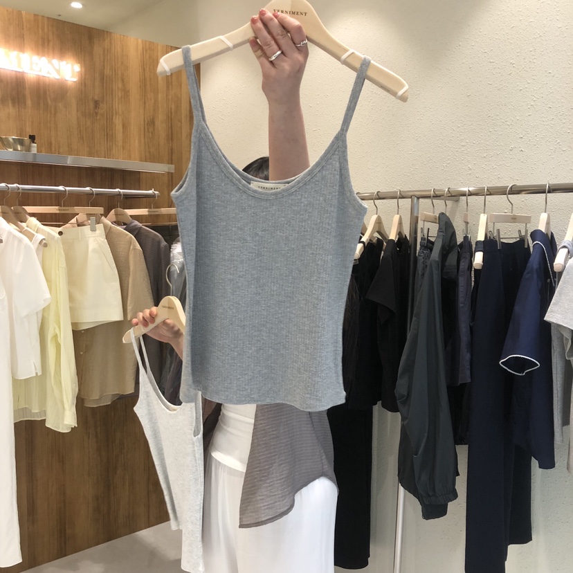 FIFO/UNANSWERED-MYSTERY東大門實拍韓國女士新品時尚吊帶背心羅紋FIFO/UNANSWERED-MYSTERY吊帶/背心