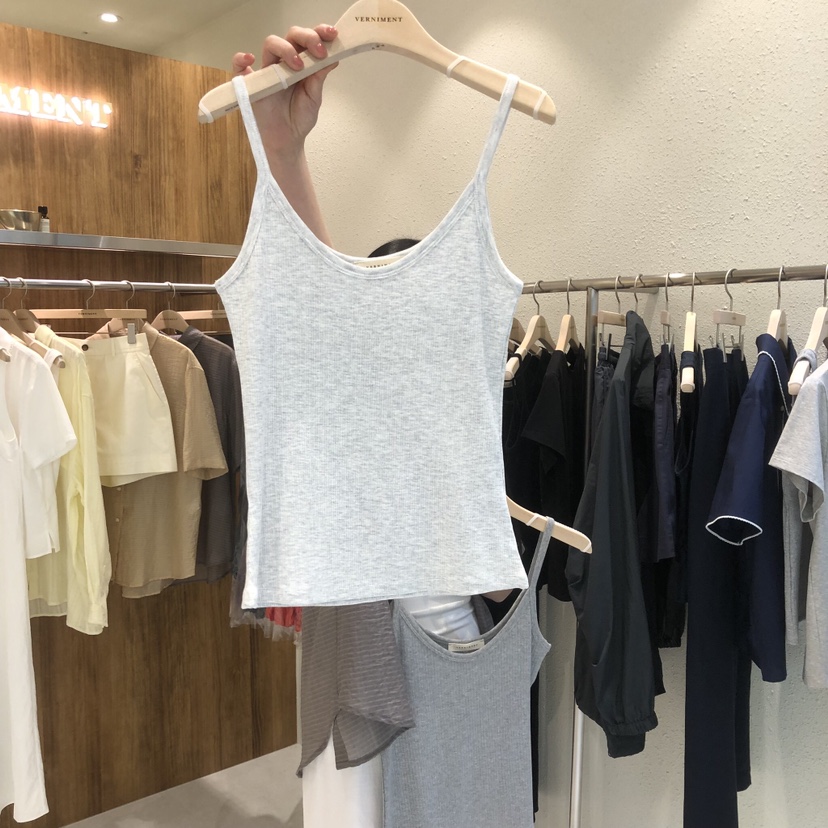 FIFO/UNANSWERED-MYSTERY東大門實拍韓國女士新品時尚吊帶背心羅紋FIFO/UNANSWERED-MYSTERY吊帶/背心圖色1