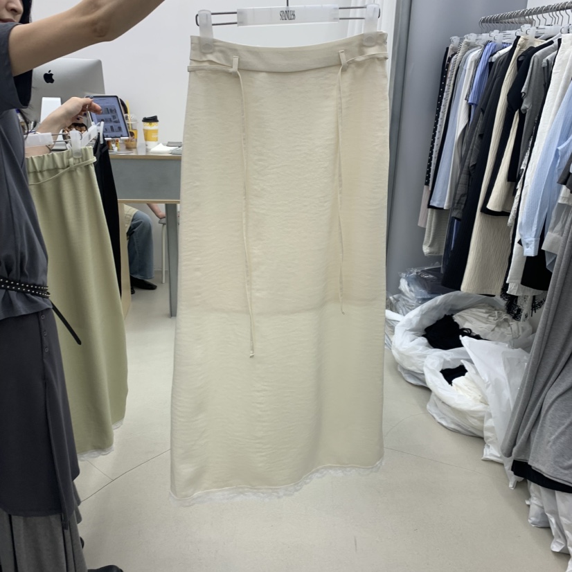 STAINLESS韓國東大門代購女士新品26春夏推薦長裙腰帶絲質STAINLESS長裙圖色1