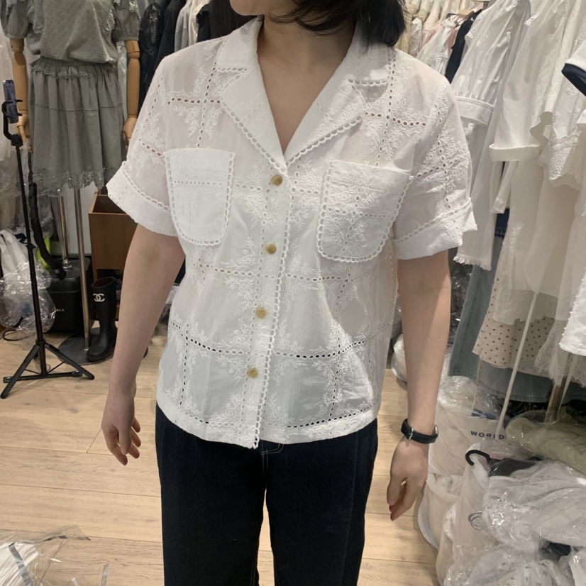 OGI韓國代購女士新品職業熱賣人氣26春夏時尚休閑襯衫蕾絲衫FLat OGI襯衫/蕾絲衫圖色1