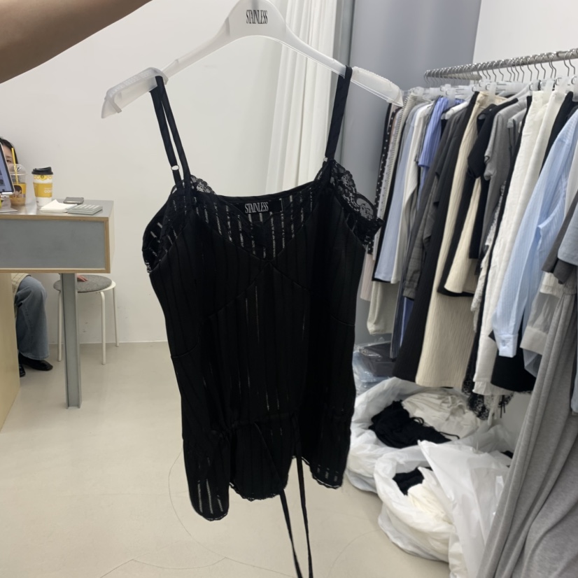 STAINLESS韓國東大門直郵女裝新品熱賣吊帶背心蕾絲條紋緞面STAINLESS吊帶/背心圖色2