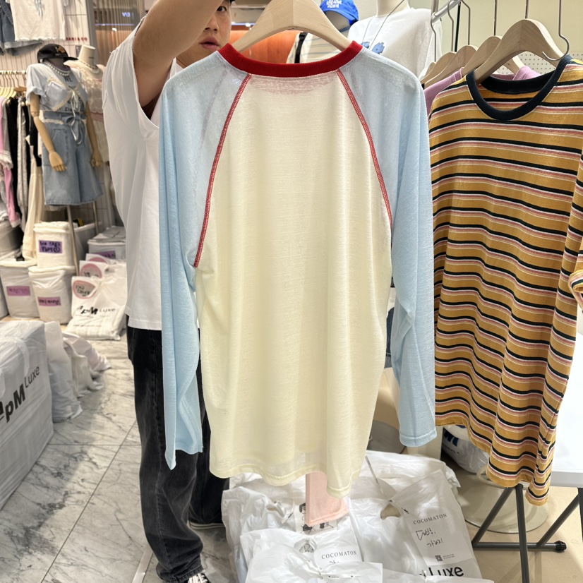 COCOMATON東大門實拍韓國女裝新款熱賣時尚長袖T恤插肩袖COCOMATON長袖T恤