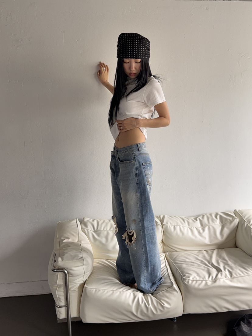 SUNDER MARKET韓國直郵實拍女士新品職業休閑人氣牛仔褲SUNDER MARKET牛仔褲