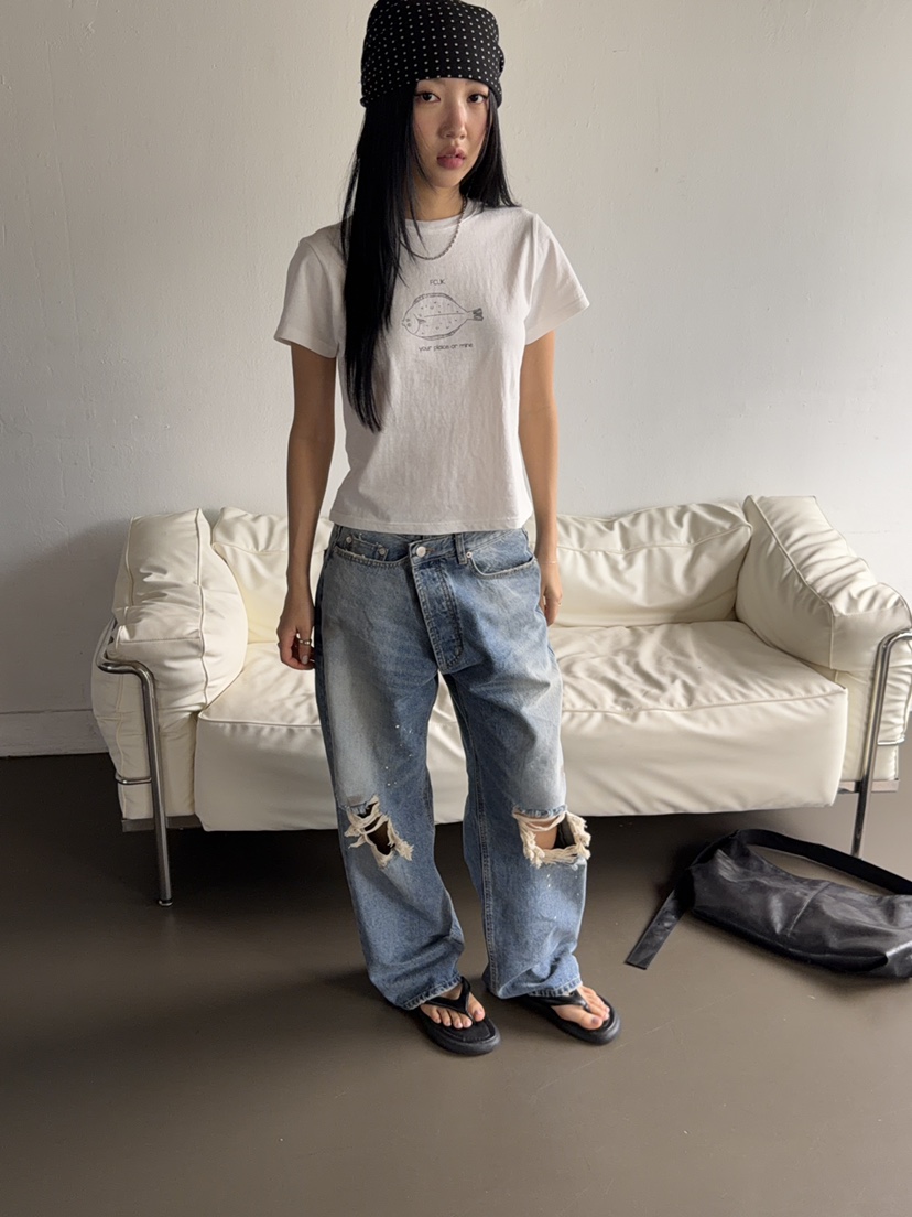 SUNDER MARKET韓國直郵實拍女士新品職業休閑人氣牛仔褲SUNDER MARKET牛仔褲