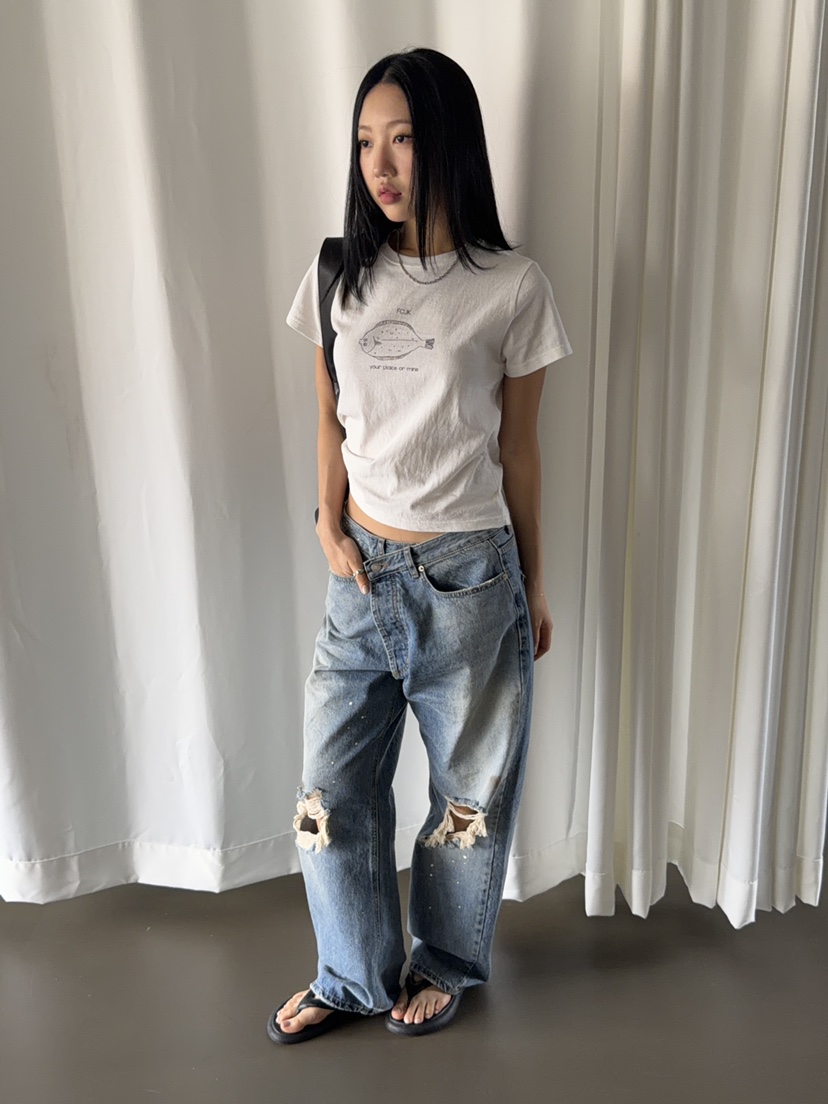 SUNDER MARKET韓國直郵實拍女士新品職業休閑人氣牛仔褲SUNDER MARKET牛仔褲