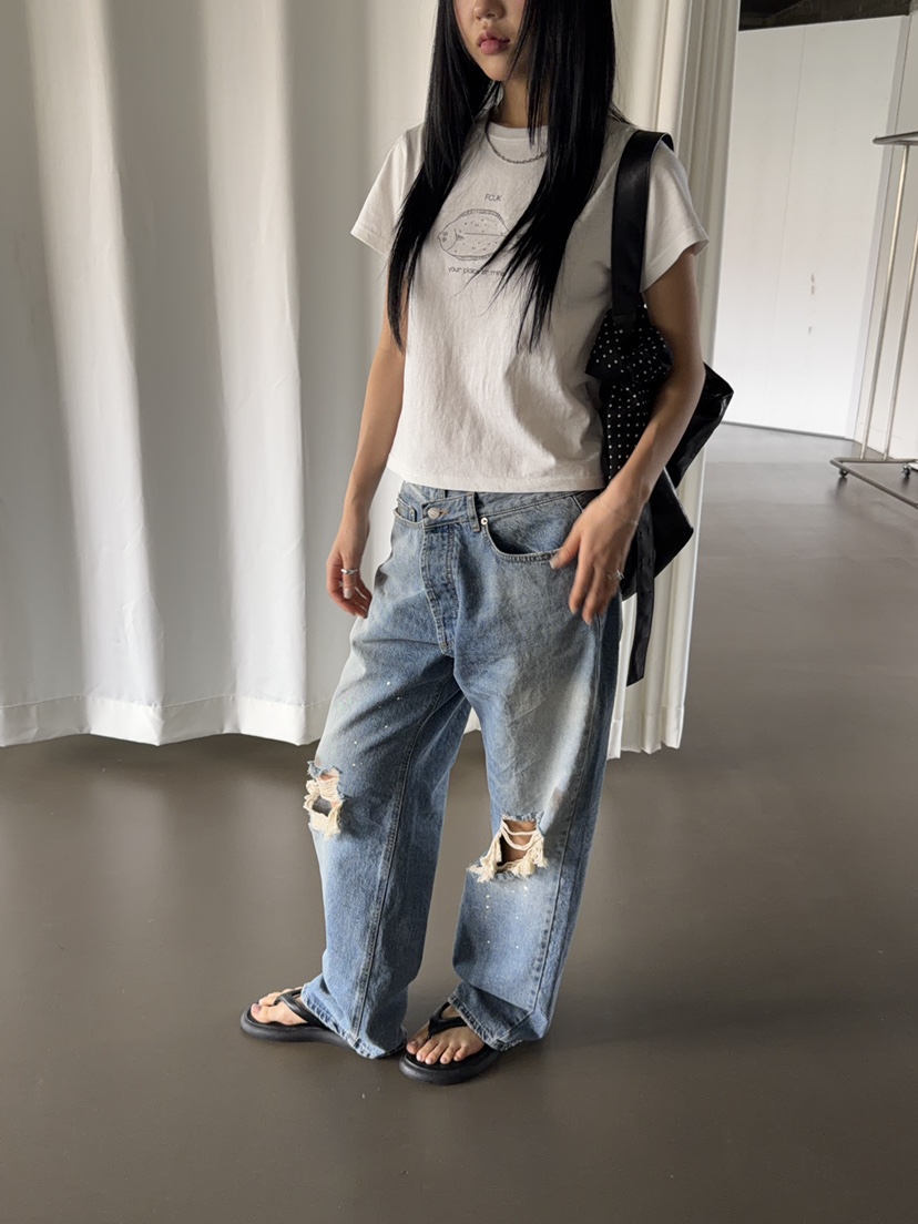 SUNDER MARKET韓國直郵實拍女士新品職業休閑人氣牛仔褲SUNDER MARKET牛仔褲