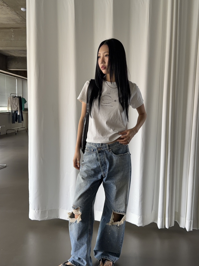 SUNDER MARKET韓國直郵實拍女士新品職業休閑人氣牛仔褲SUNDER MARKET牛仔褲