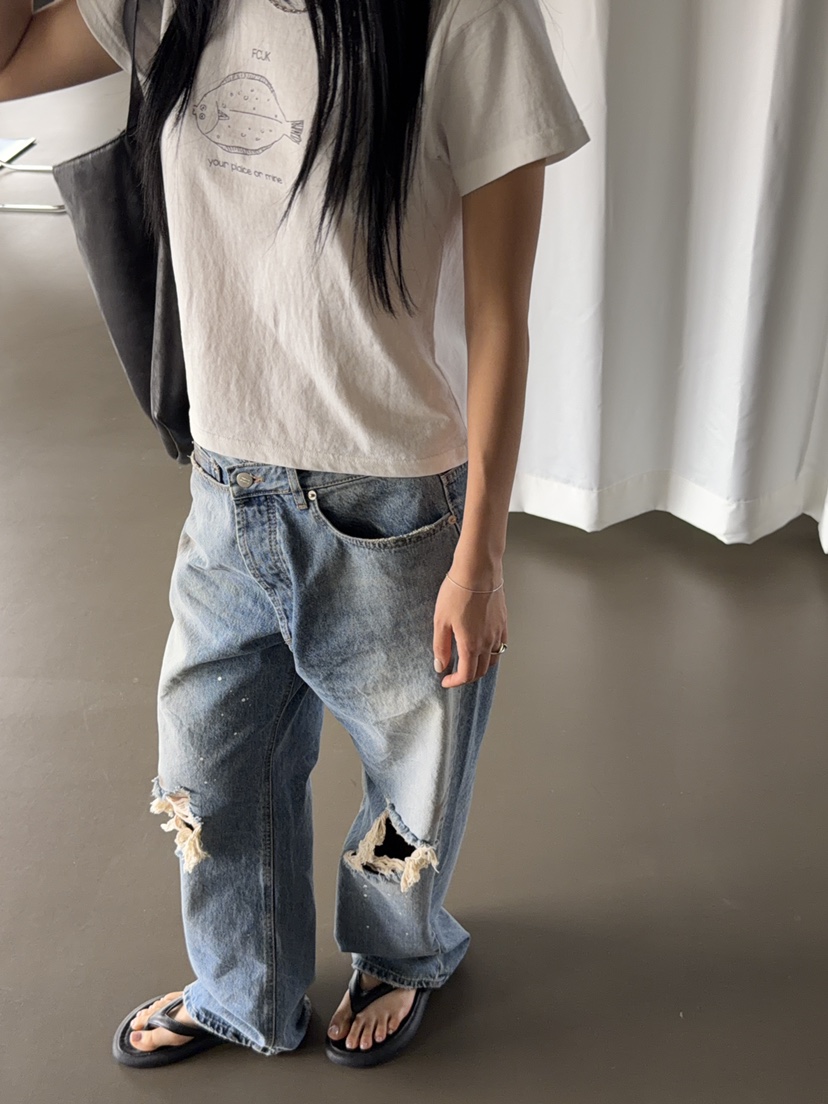 SUNDER MARKET韓國直郵實拍女士新品職業休閑人氣牛仔褲SUNDER MARKET牛仔褲