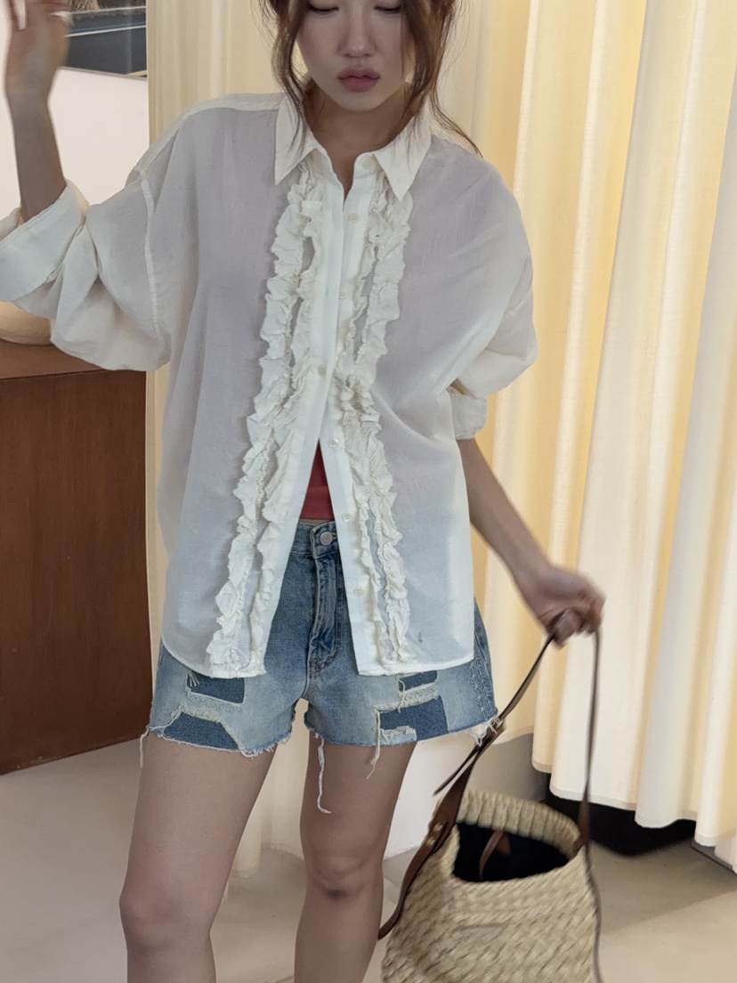 SUNDER MARKET韓國東大門直郵女士新款推薦襯衫蕾絲衫雙層SUNDER MARKET襯衫/蕾絲衫