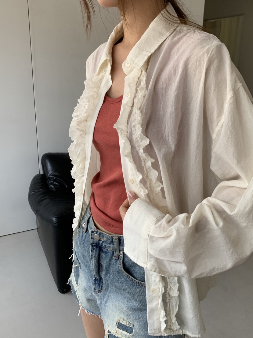 SUNDER MARKET韓國東大門直郵女士新款推薦襯衫蕾絲衫雙層SUNDER MARKET襯衫/蕾絲衫