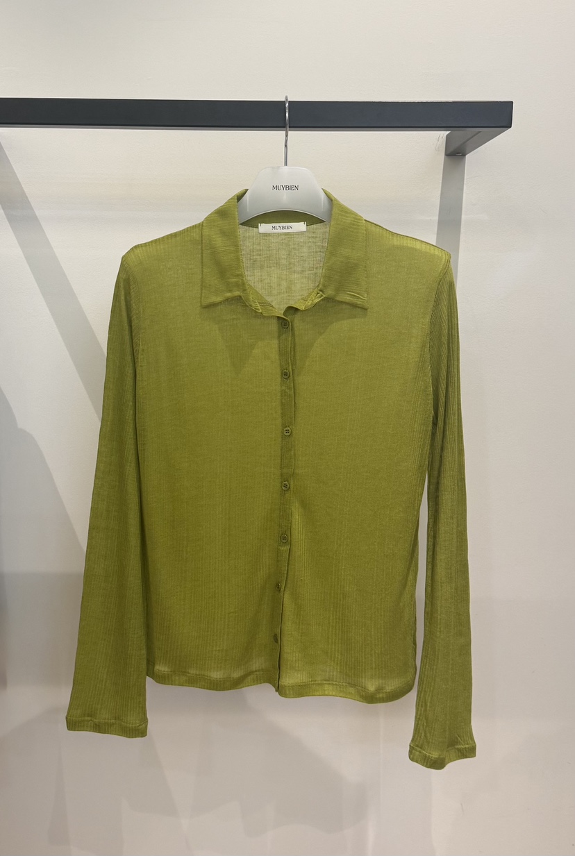 MUYBIEN東大門實拍韓國女士新品職業休閑長袖T恤透視開衫MUYBIEN長袖T恤