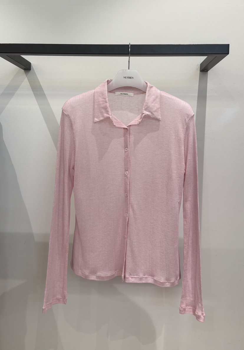 MUYBIEN東大門實拍韓國女士新品職業休閑長袖T恤透視開衫MUYBIEN長袖T恤