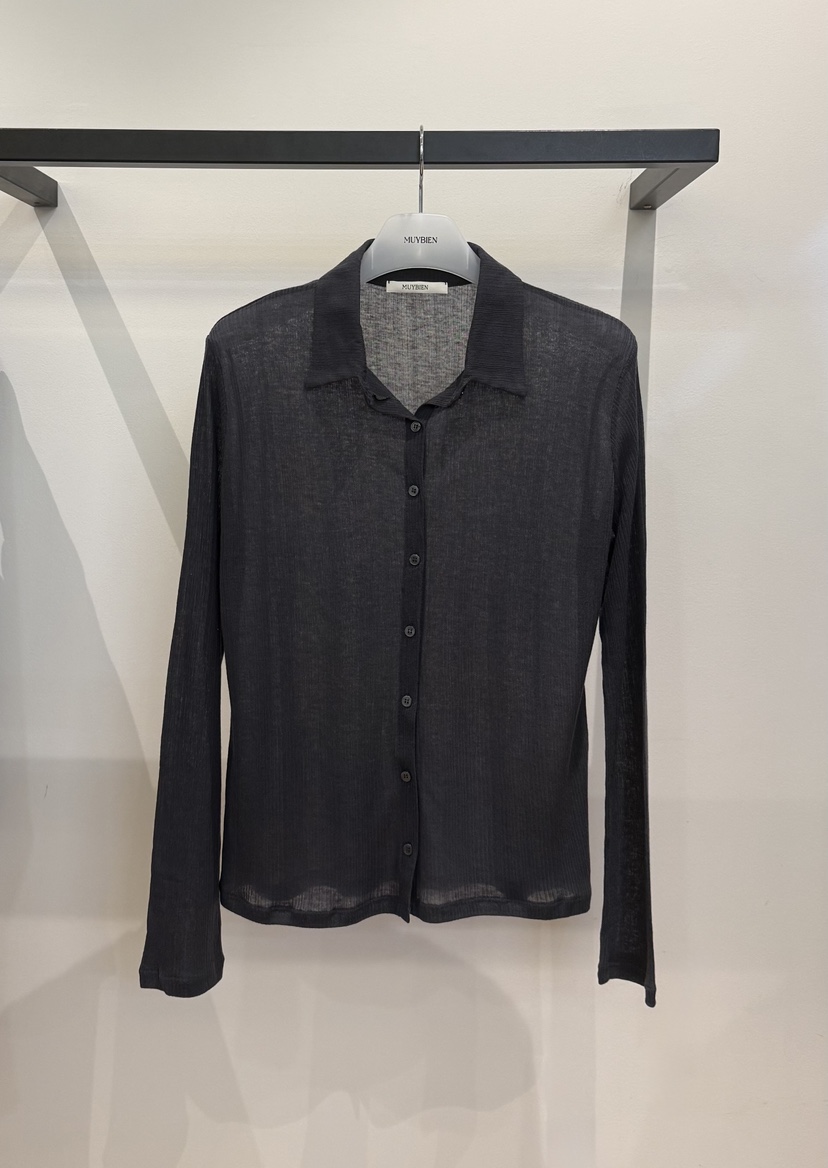 MUYBIEN東大門實拍韓國女士新品職業休閑長袖T恤透視開衫MUYBIEN長袖T恤