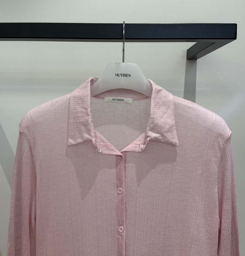 MUYBIEN東大門實拍韓國女士新品職業休閑長袖T恤透視開衫MUYBIEN長袖T恤