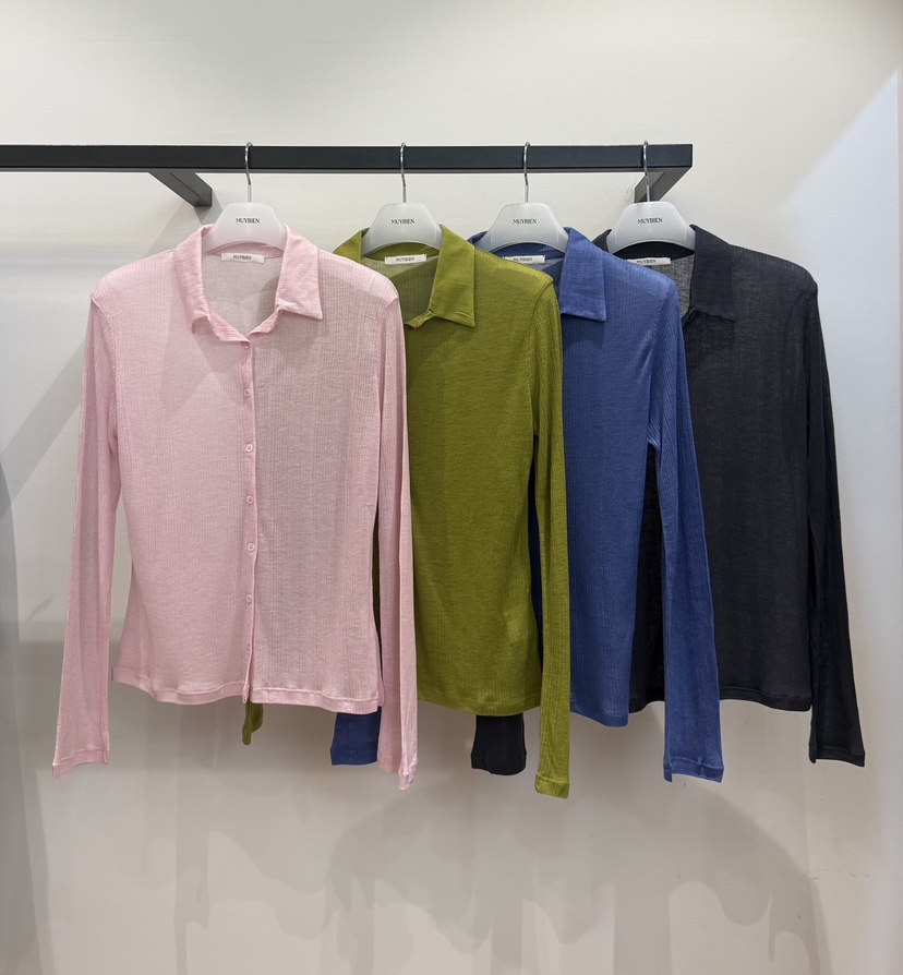 MUYBIEN東大門實拍韓國女士新品職業休閑長袖T恤透視開衫MUYBIEN長袖T恤