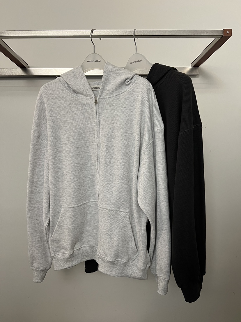 LONDON FLAT韓國直郵女士新品休閑夾克拉鏈連帽衫華夫格LONDON FLAT夾克