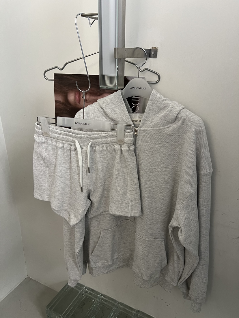 LONDON FLAT韓國直郵女士新品休閑夾克拉鏈連帽衫華夫格LONDON FLAT夾克