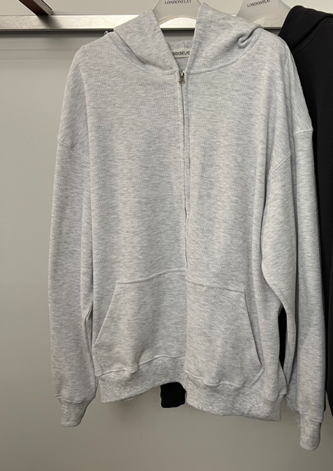 LONDON FLAT韓國直郵女士新品休閑夾克拉鏈連帽衫華夫格LONDON FLAT夾克圖色1