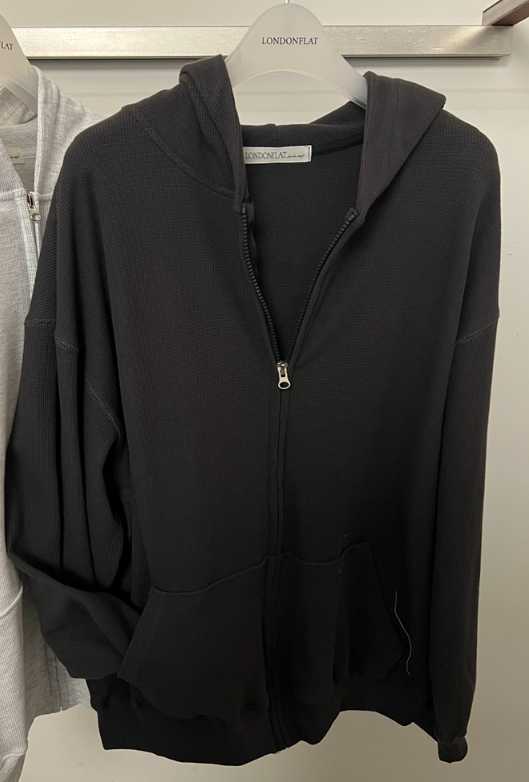 LONDON FLAT韓國直郵女士新品休閑夾克拉鏈連帽衫華夫格LONDON FLAT夾克圖色2