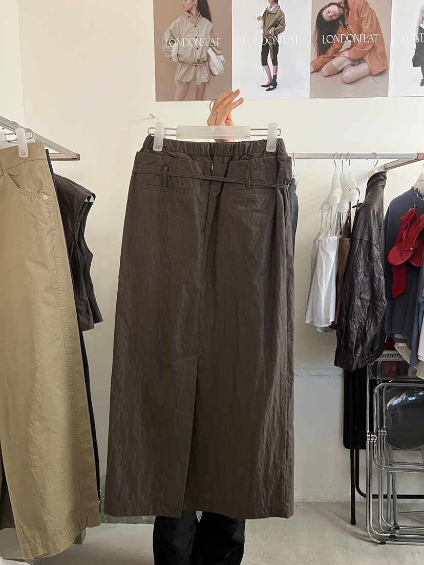 LONDON FLAT韓國東大門代購女士新款26夏季長裙水洗棉含腰繩LONDON FLAT長裙