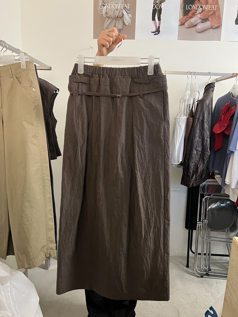 LONDON FLAT韓國東大門代購女士新款26夏季長裙水洗棉含腰繩LONDON FLAT長裙圖色1