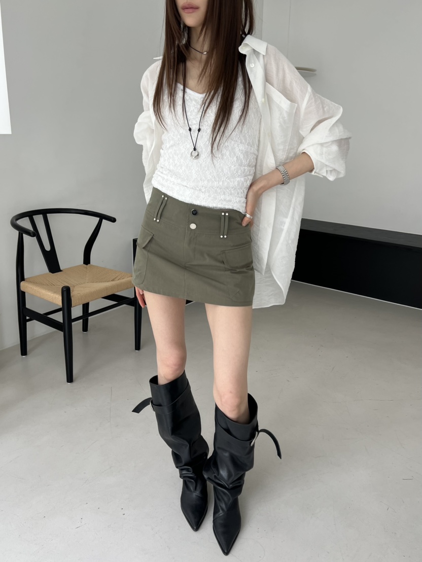 NOVUS韓國直郵女裝新款熱賣26春夏時尚人氣職業26夏季裙褲工裝NOVUS裙褲