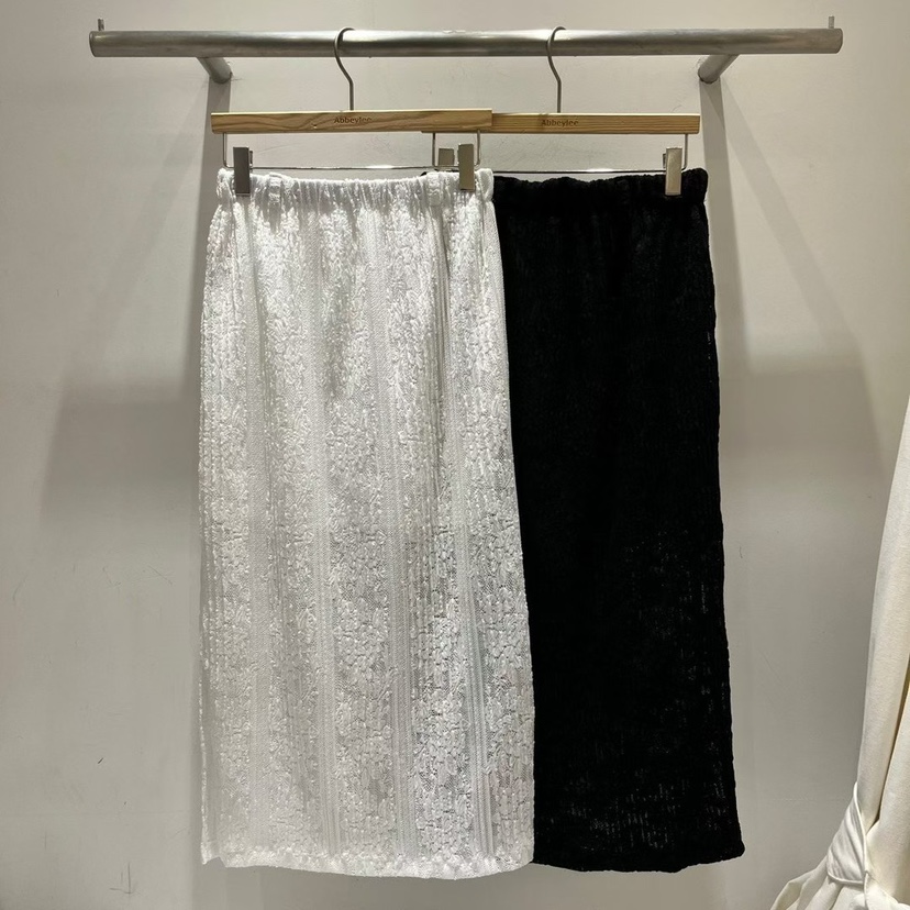 ABBEYLEE韓國東大門代購女裝新品人氣推薦長裙透明蕾絲開衩ABBEYLEE長裙