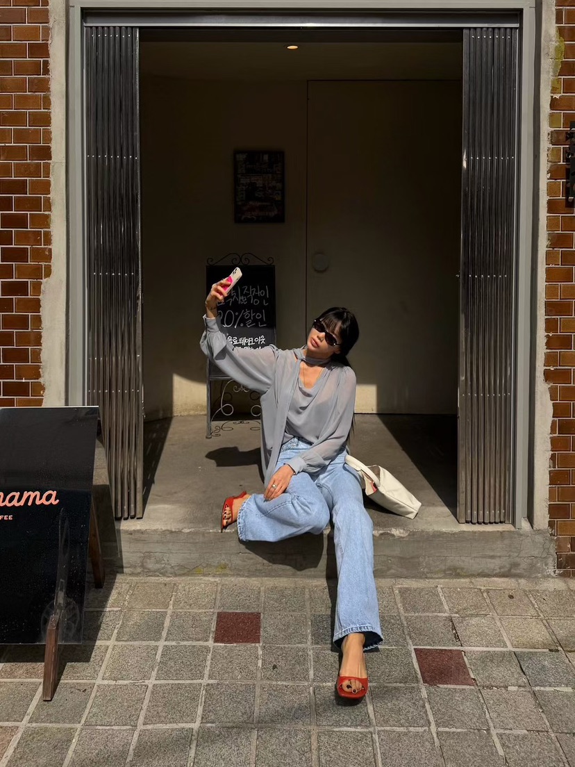 ABBEYLEE韓國直郵實拍女士新款人氣休閑時尚襯衫蕾絲衫透明ABBEYLEE襯衫/蕾絲衫