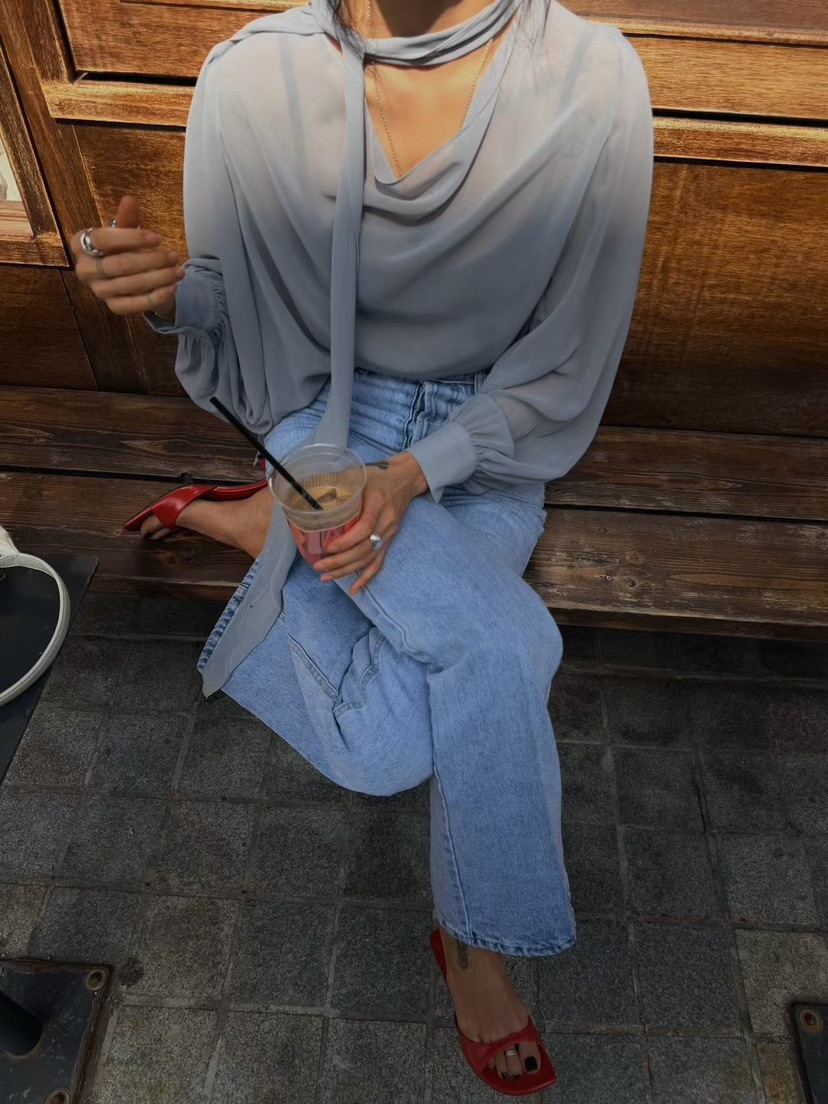 ABBEYLEE韓國直郵實拍女士新款人氣休閑時尚襯衫蕾絲衫透明ABBEYLEE襯衫/蕾絲衫