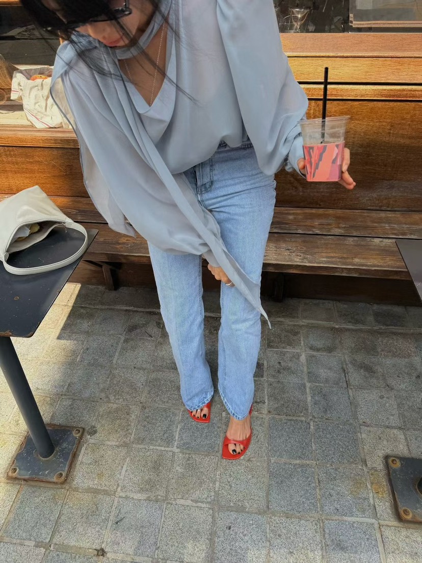 ABBEYLEE韓國直郵實拍女士新款人氣休閑時尚襯衫蕾絲衫透明ABBEYLEE襯衫/蕾絲衫