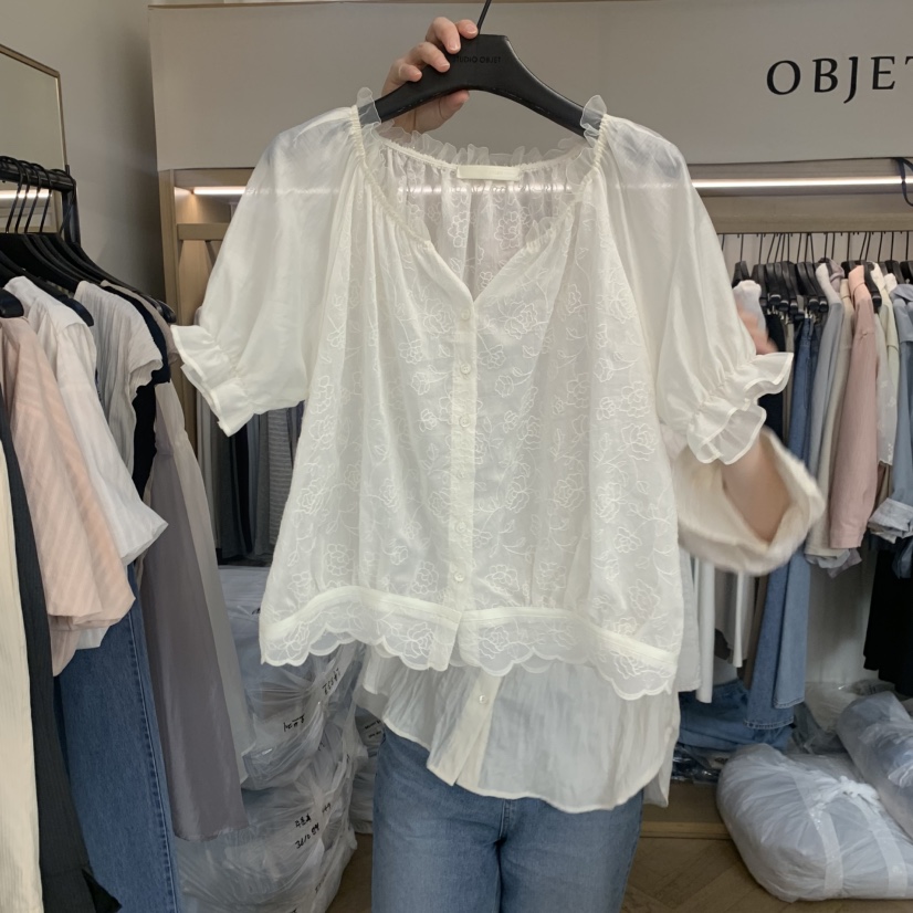 OBJET/LOVEUSU韓國東大門直郵女裝新品推薦26春夏襯衫蕾絲衫OBJET/LOVEUSU襯衫/蕾絲衫圖色1