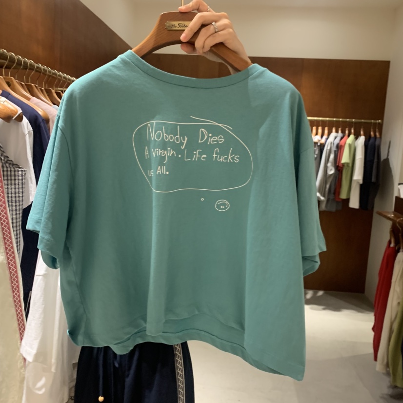 HEBON東大門實拍韓國女士新款職業推薦26夏季熱賣T恤涂鴉HEBONT恤圖色1