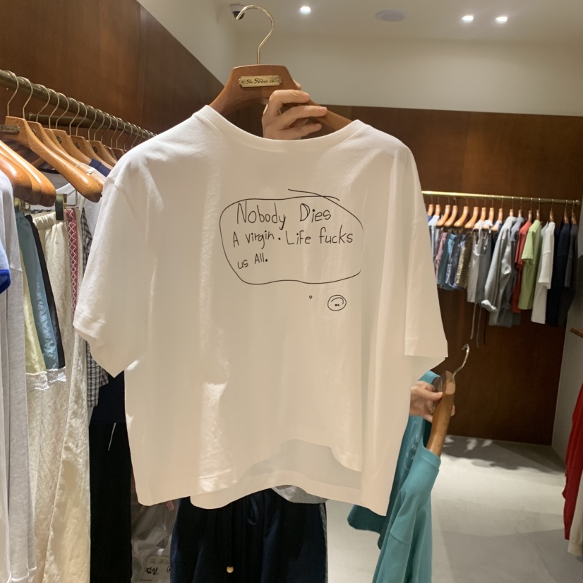 HEBON東大門實拍韓國女士新款職業推薦26夏季熱賣T恤涂鴉HEBONT恤圖色2