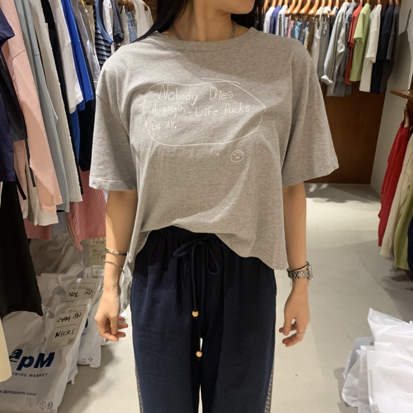 HEBON東大門實拍韓國女士新款職業推薦26夏季熱賣T恤涂鴉HEBONT恤圖色3