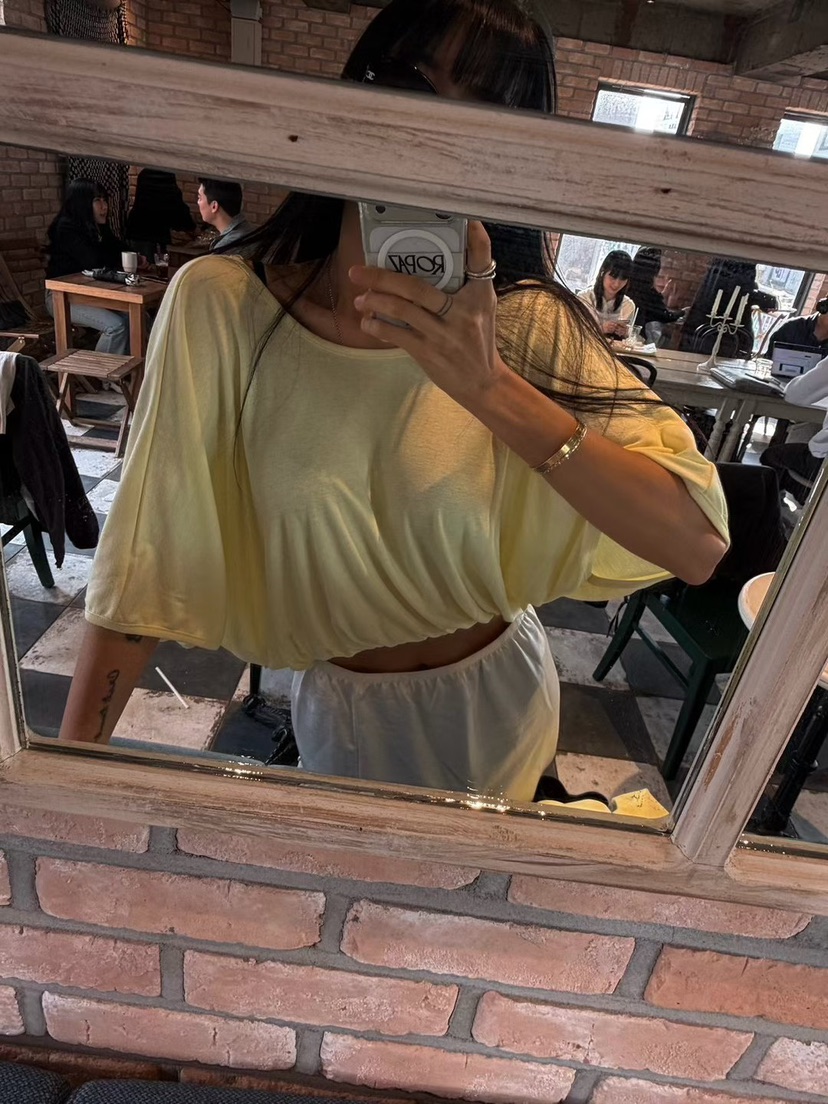 ABBEYLEE韓國東大門代購女士新品熱賣時尚休閑T恤褶皺開衩ABBEYLEET恤