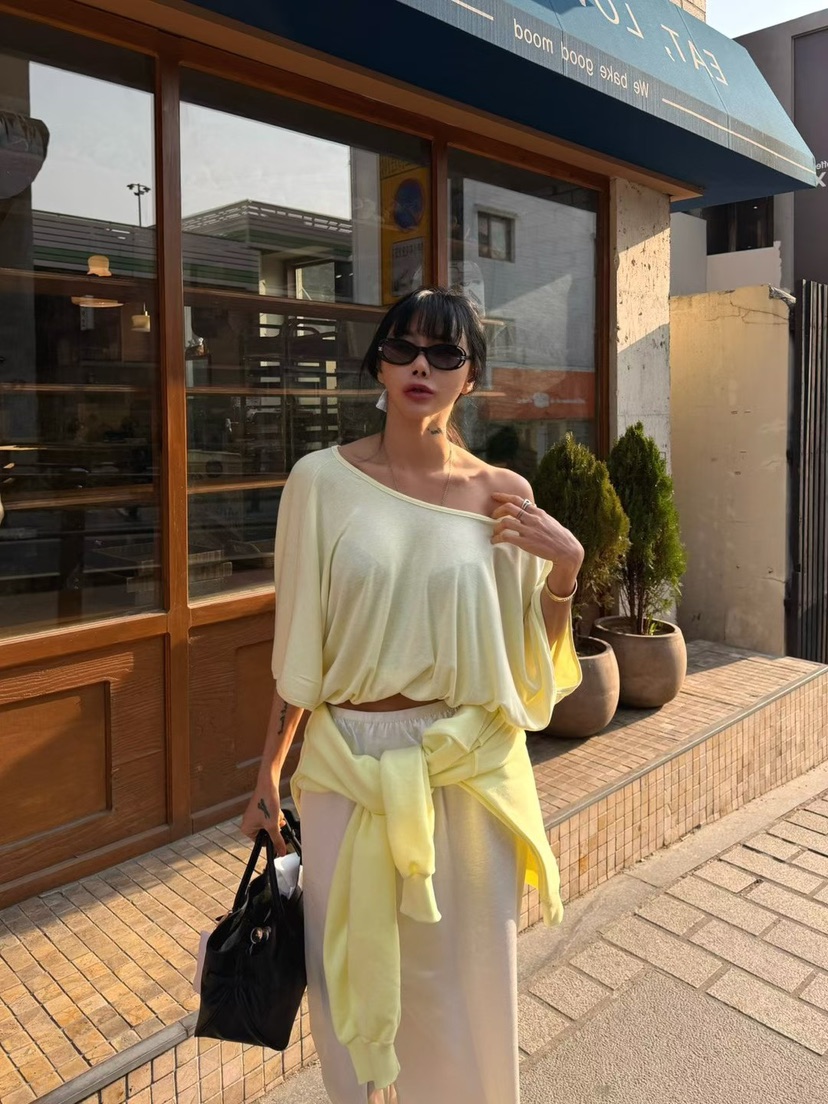 ABBEYLEE韓國東大門代購女士新品熱賣時尚休閑T恤褶皺開衩ABBEYLEET恤圖色2