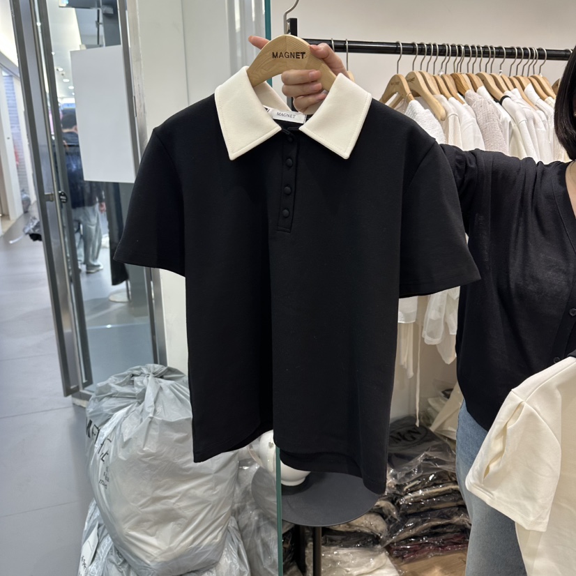 M.G.N韓國直郵女士新款時尚熱賣休閑人氣職業26春夏T恤撞色MAGNETT恤圖色2