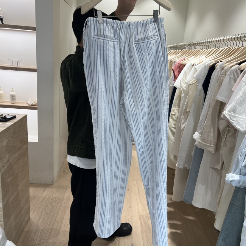 LIFFEY韓國代購女士新品26春夏時尚熱賣人氣休閑褲亞麻條紋LIFFEY休閑褲