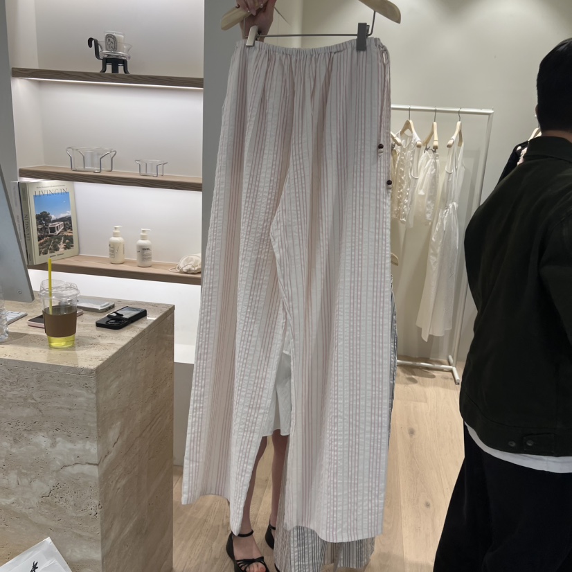 LIFFEY韓國代購女士新品26春夏時尚熱賣人氣休閑褲亞麻條紋LIFFEY休閑褲圖色2