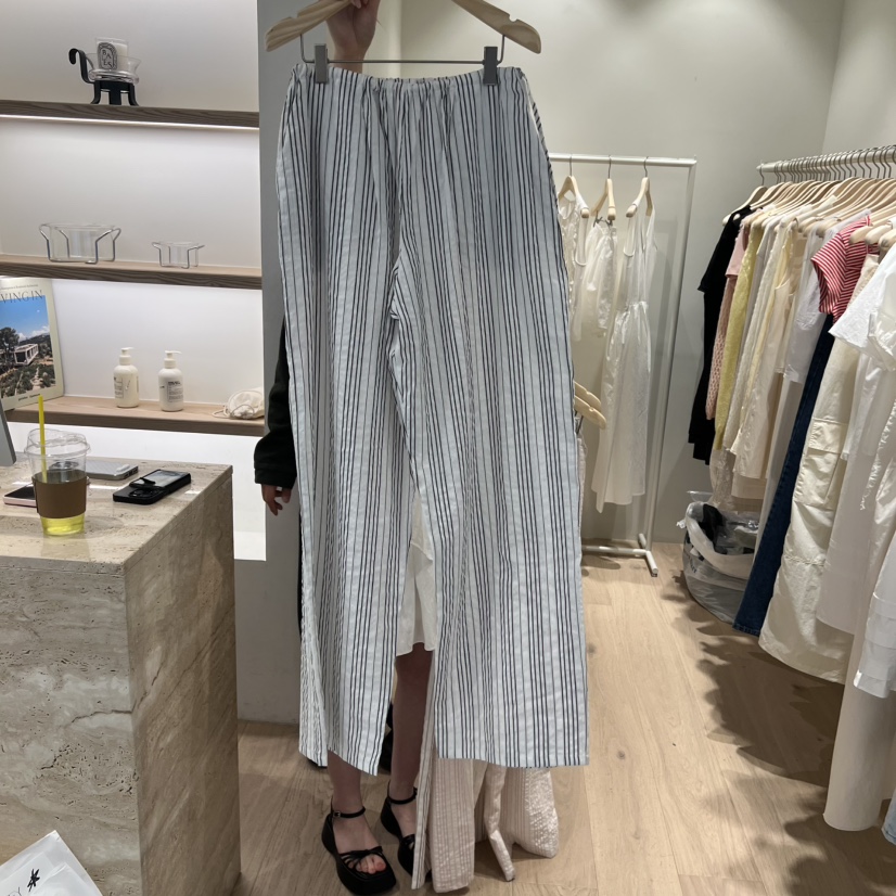 LIFFEY韓國代購女士新品26春夏時尚熱賣人氣休閑褲亞麻條紋LIFFEY休閑褲圖色3